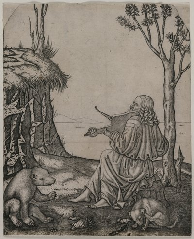 Orpheus betovert de dieren ca. 1505 door Marcantonio Raimondi