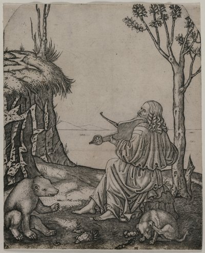 Orpheus die de dieren betovert, ca. 1505 door Marcantonio Raimondi