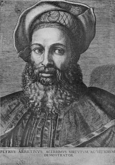Portret van Pietro Aretino door Marcantonio Raimondi