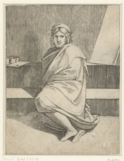Portret van schilder Raphael door Marcantonio Raimondi