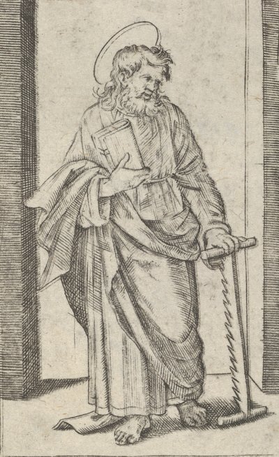 Sint Simon, een zaag in zijn neergelaten linkerhand, uit de serie 