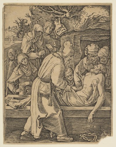 De Kruisafneming, uit De Kleine Passie kopie door Marcantonio Raimondi