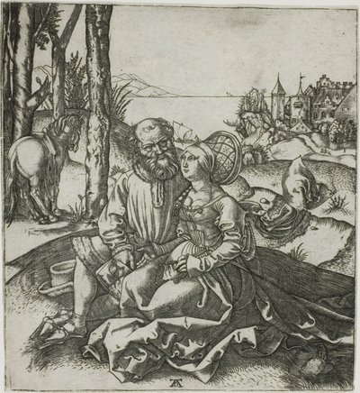 Het onverkwikkelijke paar (Het aanbod van liefde) door Marcantonio Raimondi