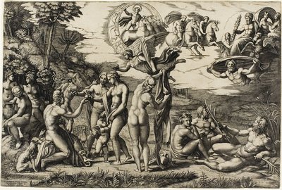 Het oordeel van Paris door Marcantonio Raimondi