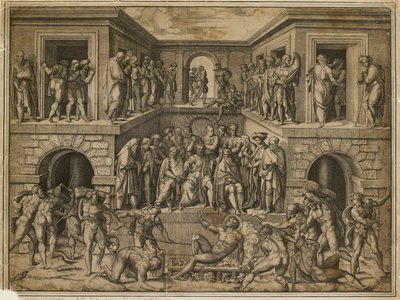 Het Martelaarschap van St. Lawrence, c. 1525 door Marcantonio Raimondi