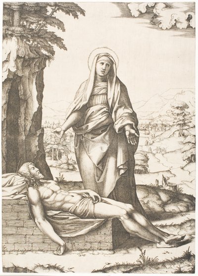 De Pietà door Marcantonio Raimondi