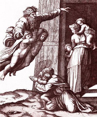 De roeping van Abraham door Marcantonio Raimondi
