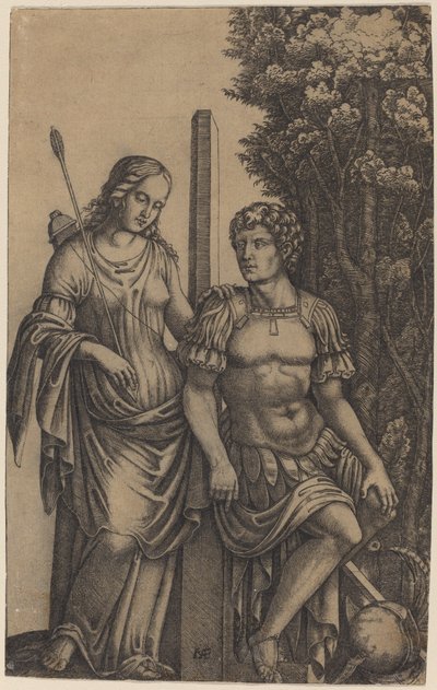 Venus verschijnt aan Aeneas door Marcantonio Raimondi
