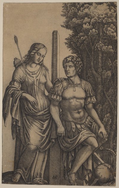 Venus verschijnt aan Aeneas door Marcantonio Raimondi