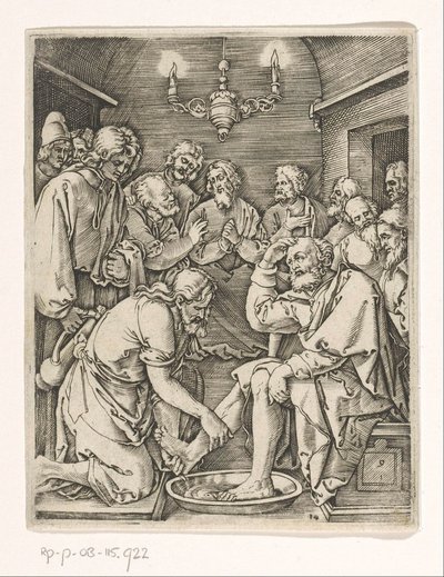 Voetwassing van Petrus (Passie van Christus) door Marcantonio Raimondi