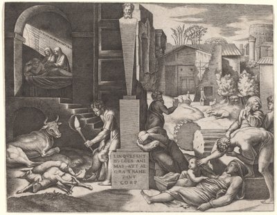 De Pest door Marcantonio Raimondi after Raphael