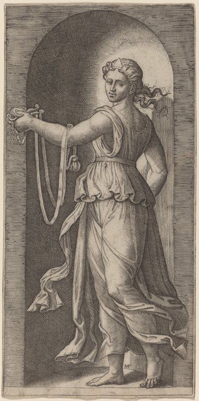 Gematigdheid door Marcantonio Raimondi after Raphael