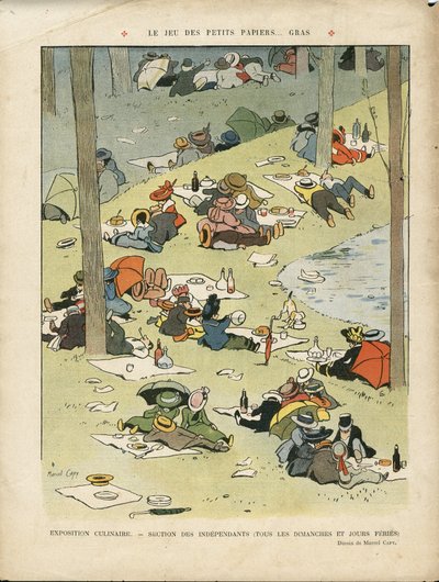 Illustratie van Marcel Capy (1865-1941) in Le Rire, 28/05/10 - Het spel van de kleine papieren... vet - Hobby