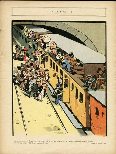Illustratie van Marcel Capy in Le Rire, 03/09/10 - De satyre - Architectuur Stedenbouw, Trein Spoorweg, Brug door Marcel Amable O.L. Capy