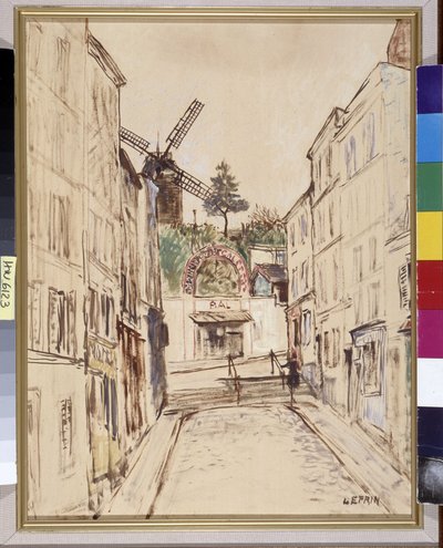 Le Moulin de la Galette: uitzicht op het beroemde cabaret van Montmartre door Marcel Leprin