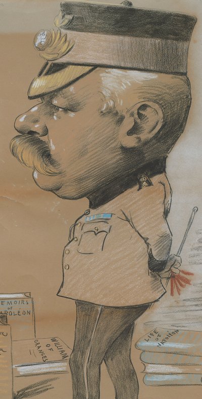 Karikatuur van een niet-geïdentificeerde luitenant-kolonel van de koninklijke marine lichte infanterie, 1893 door Marcel Pic