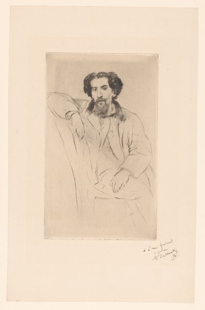 Portret van Henri Charles Guérard door Marcellin Gilbert Desboutin (signed by artist)