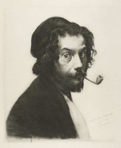 Man met een pijp door Marcellin Gilbert Desboutin