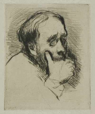 Portret van Degas, zijn hand voor zijn mond door Marcellin Gilbert Desboutin