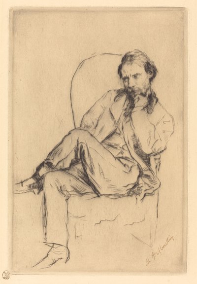 Renoir zittend door Marcellin Gilbert Desboutin
