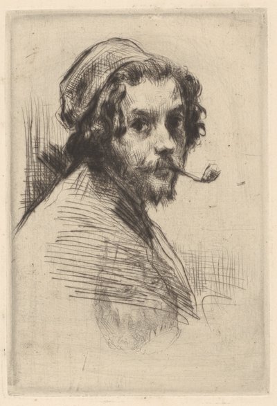 Zelfportret van Marcellin Gilbert Desboutin met pijp door Marcellin Gilbert Desboutin