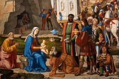 Aanbidding door de Wijzen (detail) door Marcello Fogolino