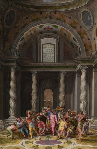 Jezus verdrijft de wisselaars uit de tempel door Marcello Venusti