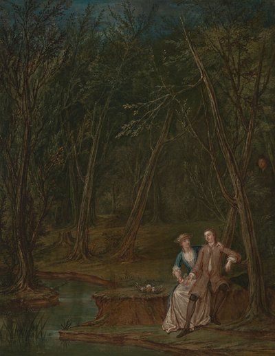 Liefhebbers in een open plek door Marcellus Laroon the Younger
