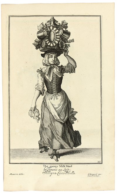 De vrolijke melkmeid, 1733 door Marcellus or Marcel Lauron