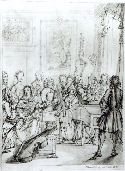 Concert in Montague House, 1736 door Marcellus the Younger Laroon