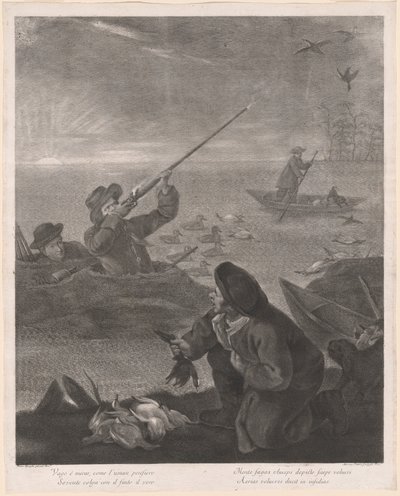 Het is mooi om te zien, zoals de menselijke gedachte... (Schieten vanuit de Schuilplaats) door Marco Alvise Pitteri after Pietro Longhi