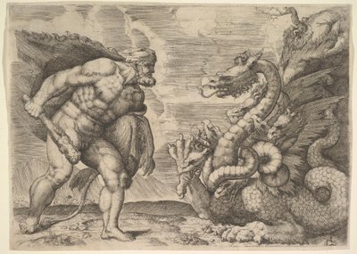 Hercules en de Hydra van Lerna door Marco Angolo del Moro