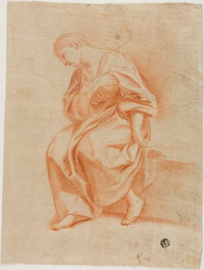 Zittende vrouw in profiel door Marcantonio Franceschini