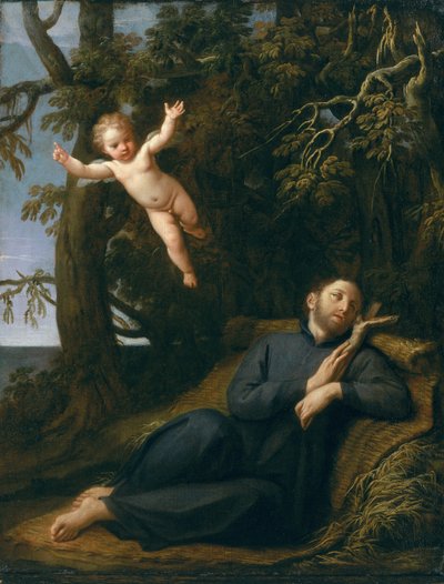 Sint Franciscus in de woestijn door Marcantonio Franceschini