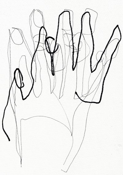 Psyco Hand, 2017 (pen en marker op papier) door Marco Campedelli