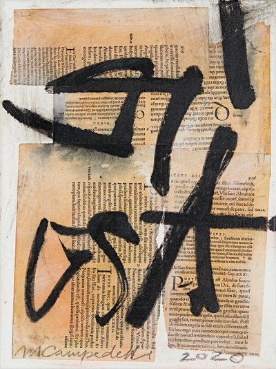 Texto #17, 2020 (collage, gemengde techniek op doek) door Marco Campedelli