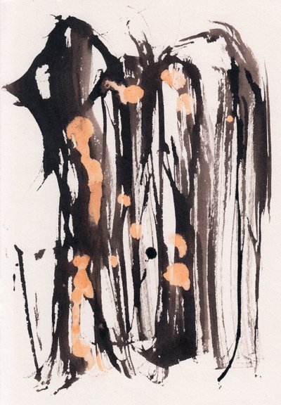 Wabi Sabi, 2018 (inkt en bleekmiddel op papier) door Marco Campedelli