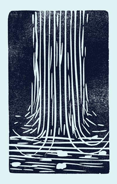 Waterval, 2014 (linoleum op papier) door Marco Campedelli