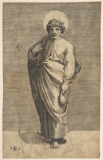Sint Mattheüs met een buidel door Marco Dente