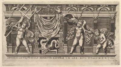 Speculum Romanae Magnificentiae: Bas-Relief met Drie Cupido