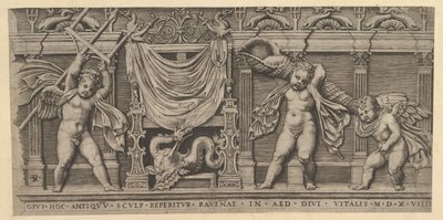 Speculum Romanae Magnificentiae: Bas-reliëf met drie cupido
