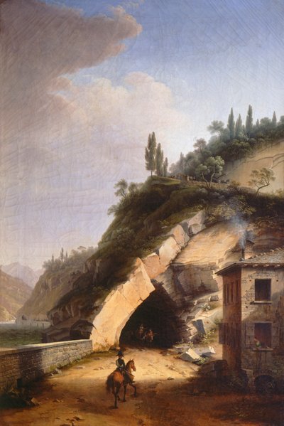 Uitzicht op huis en eerste galerij van Varenna in Bellano, door Marco Gozzi door Marco Gozzi