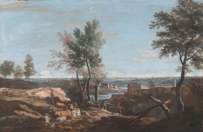 Uitgebreid Pastoraal Landschap, ca. 1700-1730 door Marco Ricci