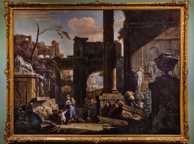 Perspectief met ruïnes en figuren door Marco & Sebastiano (1659 1734) Ricci