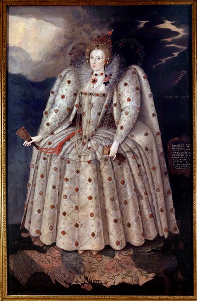 Voetportret van Koningin Elisabeth I van Engeland (detail) door Marcus Gheeraerts