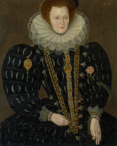 Een vrouw genaamd Lady Elizabeth Knightley door Marcus Gheeraerts the Younger