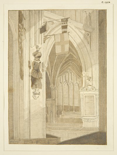 Monument van Penn, banieren, enz., in St. Mary Redcliffe door Marcus H. Homes
