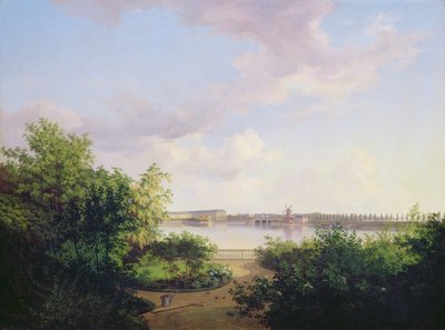 De tuin van Johannes Amsinck aan de Binnenalster, 1837 door Marcus Johann Haeselich