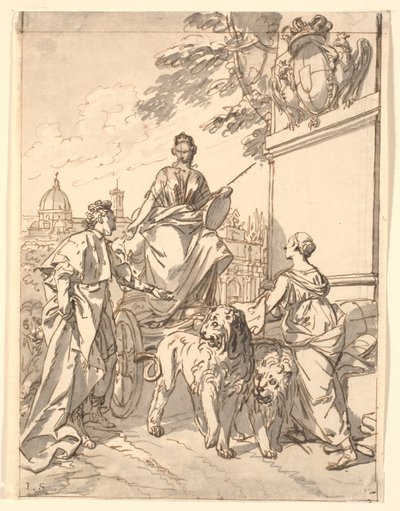 Allegorisch blad ter gelegenheid van de intocht van hertog Franz III in Florence 1739 door Marcus Tuscher