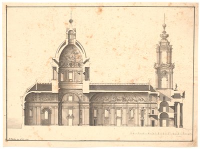 Lengtedoorsnede door dezelfde kerk door Marcus Tuscher